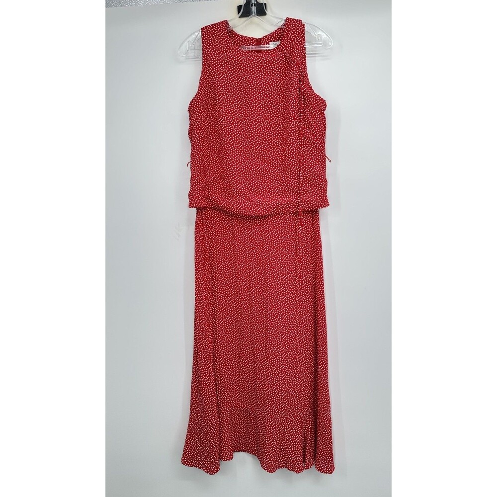 Coldwater Creek Dress Zip Back Red Polka Dot Size‎ 8 Sleeveless